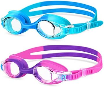 Kids Swim Goggles, Suright 2 Pack Swimming Goggles Anti-Fog Adjustable Clasp Swimming Goggles for Kids Age 6-14