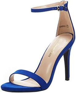 DREAM PAIRS Women's High Heels Flower Ankle Strap Stilettos Round Open Toe Dressy Sexy Sandals,Size 9.5,Royal/Blue,KARRIE