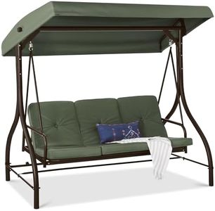 Best Choice Products 3-Seat Outdoor Large Converting Canopy Swing Glider, Patio Hammock Lounge Chair for Porch, Backyard w/Flatbed, Adjustable Shade, Removable Cushions - Midnight Green