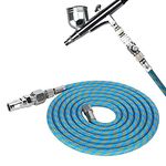 6 Foot Airbrush Hose Nylon Braided Air Hose Standard 1/8" - 1/4" Size with Adapter Fitting on Both Ends