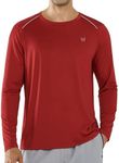 NORTHYARD Men's Athletic Workout Running Shirts Long Sleeve Lightweight Moisture Wicking Gym Sports Tee Tops Red Ochre S