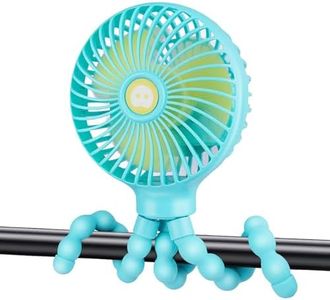 Pram Fan Baby Stroller Fan Clip-On Car Seat Fan Portable Handheld Personal Mini With Flexible Tripod USB Battery Powered Desk Fan for Crib Bike Treadmill Office Outdoor Camping (Blue)