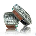 6001 Filter Cartridges Replacement for Gas Respirator, 2pcs Filter Cartridges + 2pcs Filter Covers+10pcs Filter Cottons, Apply to 6100/6200/7501/7502/6502/6800