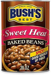 BUSH'S BEST Sweet Heat Baked Beans, Sweet & Spicy, Canned Beans, Baked Beans Canned, Source of Plant Based Protein and Fiber, Low Fat, Gluten Free, 28 Oz (Pack-6)