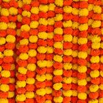 DIYANA IMPEX Marigold Garland for Decoration 5 Pcs of 5 feet Long Strands Artificial Marigold Flowers, Indian Décor for Pooja, Wedding Christmas, Events Decorations