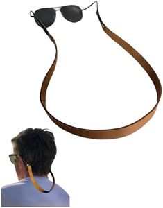 PROVBORN Full-grain Leather Glasses Strap Handmade Sports Sunglasses Eyeglasses Holders Around Neck Present for Men Women (Hazels Brown, Average)