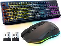 KLIM Blaze & Chroma Wireless Bundle - New - Wireless Gaming Keyboard and Mouse Combo - Responsive Durable Ergonomic - Backlit Keyboard - RGB Gaming Mouse - Long-Lasting Built-in Battery