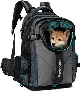 ROCCOPET Dog Carrier Backpack，Pet and Laptop All-in-One Bag, Breathable and Waterproof Backpack for Hiking, Camping, and Travel (Suitable for Small Pets Under 20 Pounds) -Teal