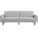 Yaheetech Click-clack 3-Seater Sofa Reclining Daybed Modern Fabric Futon Convertible Couch with Large Side Pockets for Living Room/Bedroom/Apartment Light Gray