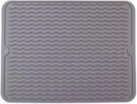 MobFest® Silicone Dish Drying Mat Kitchen Countertop Drainer Sink Rack Foldable Pad, Anti-Slip, Heat Resistance, Thick, Dishwasher Safe, Waterproof, Durable, 1 Pcs (Extra Large- 18x16 Inch)