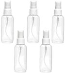 Lakeer 100 Ml Plastic Empty Spray Bottle Refillable Fine Mist Perfume Atomizer For Sanitizer Travel Beauty Makeup (Pack Of 5) - Transparent