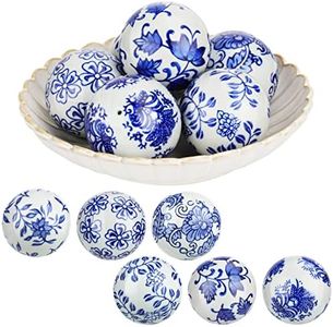 Vesici 6 Pieces Blue and White Porcelain Balls Decorative Chinoiserie Balls for Centerpiece Bowls Tray Bowl Basket China Ceramic Balls Gifts for Vases Dining Table Wedding Party Decoration(Vintage)