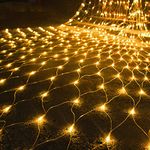 WATERGLIDE Outdoor Christmas Net Lights, 12FT x 5FT 360 LED Fairy String Light with 8 Lighting Modes, Connectable Light for Garden Tree Bushes, Holiday Wedding Party Decorations, Warm White