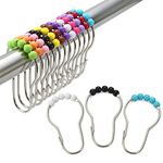 Amazer Rustproof Stainless Steel Shower Curtain Hooks Rings Set of 12 (Colorful)