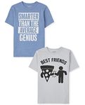 The Children's Place Boys Short Sleeve Graphic T- Shirt 2-Pack, Genius/Best Friends, XX-Large