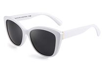 FEISEDY Polarized Vintage Sunglasses American Square Jackie O Cat Eye Sunglasses B2451 (White, 56)