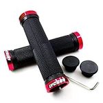 LYCAON Grips for Mountain Bikes Bicycle Handlebar Grips Double Lock Handle for Bike Tricycle Wheelchair MTB BMX (Red, General End Caps)