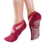 FLORISCA Yoga Socks for Women, Non-Slip Slipper Socks with Grippers & Straps for Pilates, Pure Barre, Ballet, Dance, & Barefoot Workout, Non-Skid Cover Toes Grip Socks (pair (3))