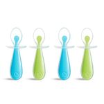 Munchkin Silicone Trainer Spoons with Choke Guard for Baby Led Weaning, Blue/Green (Pack of 4)