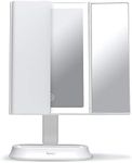 Fancii LED Lighted Makeup Mirror with 3 Color Modes, Rechargeable Trifold Vanity Mirror with 1x, 5X, 7X Magnifications - 60 Dimmable Lights, Touch Sensor, Cosmetic Stand (Zora) | Canadian Brand