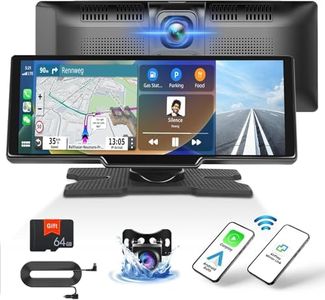 Wireless Apple Carplay Android Car Radio with Dash Cam Reversing Camera Bluetooth 9.3 Inch Screen Touchscreen Car Radio GPS FM + 64G TF Card Car Charger