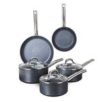 Tower T800031 TruStone Induction Pot and Pan Set, Non Stick, Easy to Clean, Violet Black, 5 Piece, 16/18/20 cm Saucepans, 20/28 cm Frying Pans