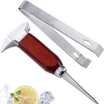 Ice Pick - 7 Inch Stainless Steel Ice Crusher with Wood Handle, Japanese Style Ice Chipper，Dual-Action Ice Chisel Ideal for Bars and Home, Anvil Ice Pick