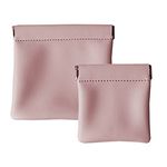 Leather Squeeze Coin Purse, Portable Small Change Pouch for Women and Girls in Two Size (Pink 2 PCS)