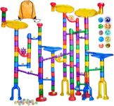 Meland Marble Run, 132 Pcs Marble Maze with Construction Set and Glass Marbles, Marble Rush & STEM Toys for Kids 4 5 6 7 8 9+ Boys Girls