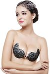 Self Adhesive Strapless Bra, Invisible Push Up Bra for Backless Dress Reusable (A, LACE)