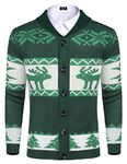 COOFANDY Men's Christmas Cardigans Ugly Xmas Sweaters Reindeer Snowflake Shawl Collar Knitted Cardigan Sweater