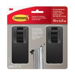 Command Matte Black Curtain Rod Hooks with Command Strips, Hang Curtain Rods No Drilling, Holds up to 10 lbs