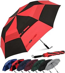 G4Free 62inch Portable Golf Umbrella Automatic Open Large Oversize Vented Double Canopy Windproof Waterproof Sport Umbrellas(Black/Red)