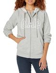 GAP Women's Logo Hoodie Hooded Full Zip Sweatshirt, Light Heather Grey, X-Large