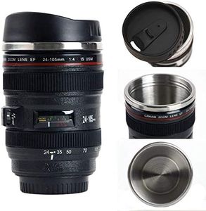 Camera Lens Coffee Mug/Cup With Lid,Photo Coffee Mugs Stainless Steel Travel Lens Mug