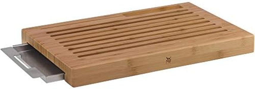 WMF Tabla de cortar para pan con bandeja para migas, 44 x 27 x 4,8 cm, bambú, forma de rejilla, suave con cuchillas