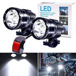 Ourbest Motorcycle Led Driving Lights, 2x High/Low/Strobe Bicycle Dirt Bike Spotlights With Switch 12V 24V 40W