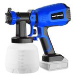 Cordless Paint Sprayer Compatible with Dewalt 20V MAX Battery, Electric Spray Paint Gun with 3 Spray Patterns & 4 Nozzles, 1200ml HVLP Spray Gun with Brushless Motor for House Painting (No Battery)