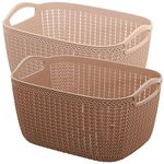 Kuber Industries Unbreakable Multipurpose Storage Basket With Handles Large Size & Flexible Plastic Fruit/Vegetable/Bathroom/Stationary/Home Basket, Pack Of 2 (Assorted Color), Rectangular…