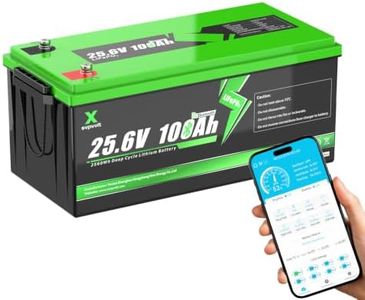 24V 100Ah LiFePO4 Battery with Bluetooth, 100A BMS, 2560W Output Power Pack