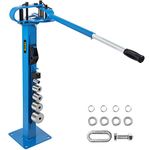 VEVOR Compact Bender Metal Manual Floor Type 7 Dies 1-3" Fabrication Metal Pedestal Solid Handle Telescoping Mountable 117.2cm Handle Rod Tube for Shape Steel, Iron, Wrought Iron, Brass, Copper, Blue