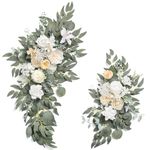 GAATEEK White Artificial Wedding Arch Flowers Swag Set of 2 for Wedding Welcome Signs Floral Decorations and Wedding Reception Ceremony Signs