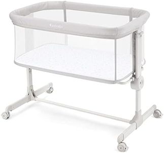 Ezebaby Lettino Co-Sleeping, Culla 2 in 1, Dalla Nascita Fino a 9 kg, 7 Regolazioni in Altezza, con Ruote per Materasso Finestre Laterali in Rete (grigio chiaro)
