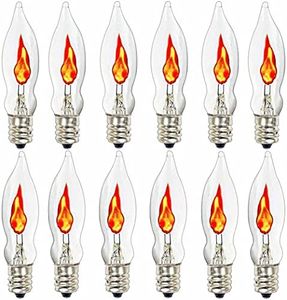 Pallerina Flicker Flame Light Bulbs, Flame Shaped Bulb Dances with a Flickering Orange Glow, Chandelier Flickering Candelabra Light Bulbs E12 Flame Candelabra Light Bulbs, 12 Pack