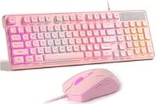 Pink Gaming Keyboard and Mouse Comb