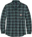 Carhartt Men's Long-Sleeved Shirt Flannel L/S Plaid Shirt, Sea Pine, L