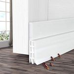 Door Draft Stopper - Ohuhu Under Doors Bottom Seal Strip Sweep Blocker Gap Filler - Flexible Noise Insulation Draft Stoppers for Garage Exterior and Interior Doors 39"L x2"W(White 1 pack)