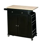 Target Marketing Systems Sonoma Collection Two-Toned Rolling Kitchen Cart with Drawer, Cabinet, and Spice Rack, Black/Natural