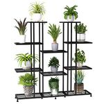 Metal Plant Stand, large indoor Plant Stands Decorative Black Steel Plant Shelf for Indoor Patio Garden Balcony and Yard,tall multi tier plant stand(9 Tier)
