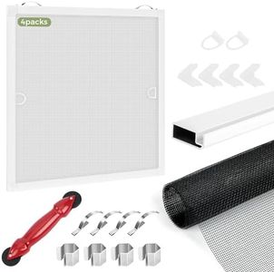 FLYZZZ 4-Pack Window Screen Frame Kit, Heavy-Duty DIY Window Screen Replacement Kit up to 36" x 36" with Upgraded Aluminum Frame (125g/m), Full Tool Set & Easy-Install Clips